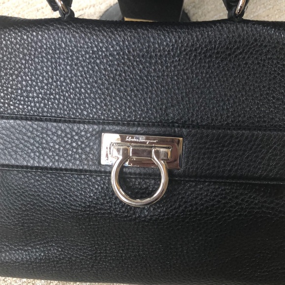 Salvatore Ferragamo Black Pebbled Leather Sofia Bag Silver tone hardware - Picture 16 of 16